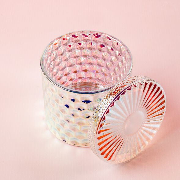 Iridescent Diamond Candle Jar with Lid
