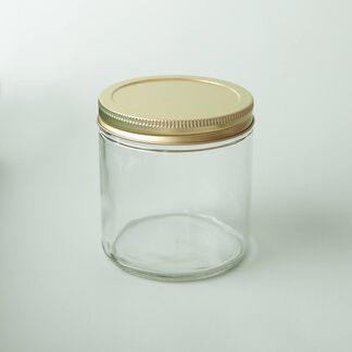 16 oz Clear Glass Jar with Gold Lid - 4
