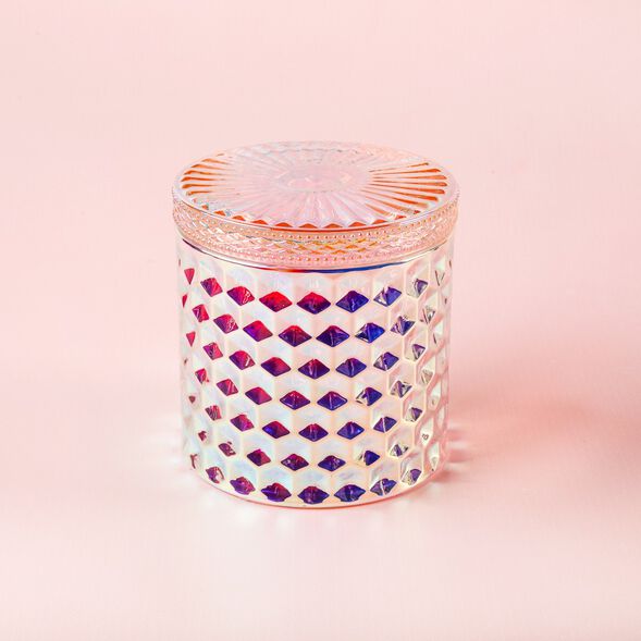 Iridescent Diamond Candle Jar with Lid
