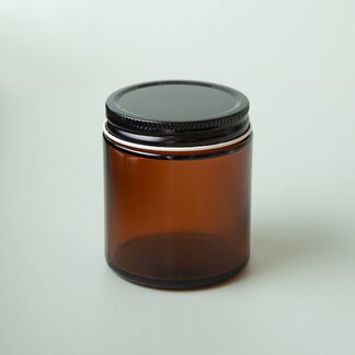 4 oz Amber Glass Jar with Black Lid - 4