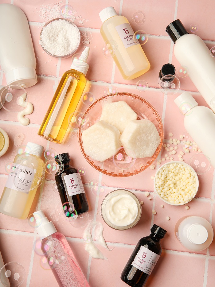 Hair Care Products, Bottles, and Ingredients