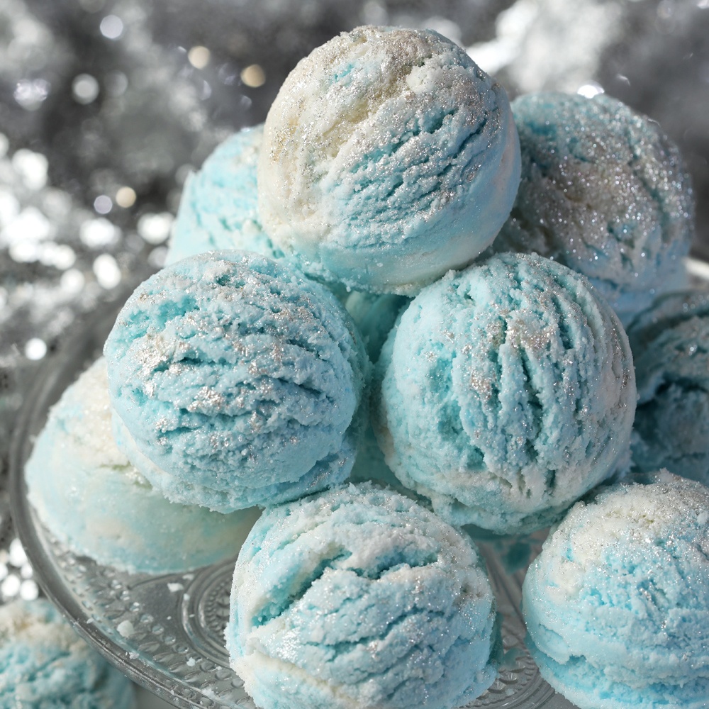 Luxury Sparkling Snow Bubble Scoop Bath Truffle Blue and 